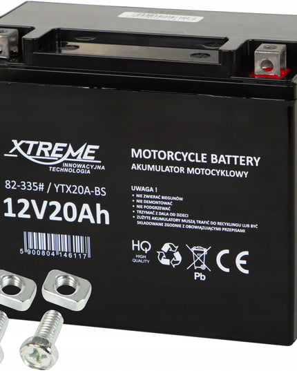Motociklo akumuliatorius XTREME 12V 20Ah nereikalaujantis priežiūros motoroleriui motociklui keturračiui