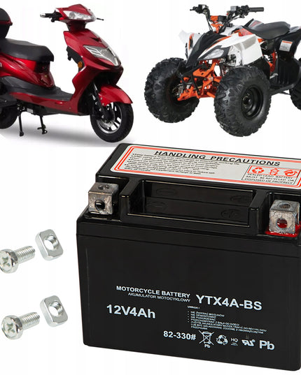 MOTOCIKLO AKUMULIATORIUS XTREME 12V 4Ah PRIEŽIŪROS NEREIKALAUJANTIS SKUTERIUI MOTOCIKLUI KETURRATIUI ATV
