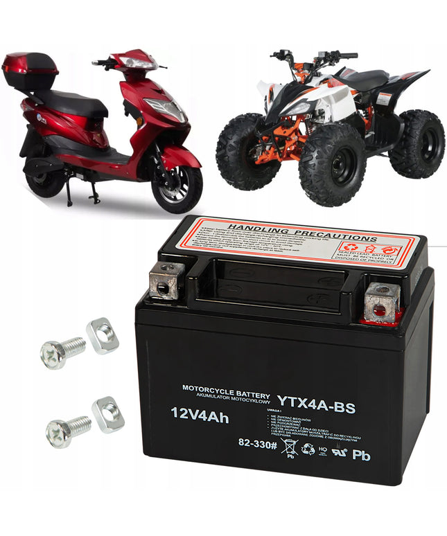 MOTOCIKLO AKUMULIATORIUS XTREME 12V 4Ah PRIEŽIŪROS NEREIKALAUJANTIS SKUTERIUI MOTOCIKLUI KETURRATIUI ATV