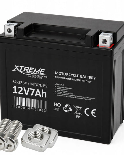 Motociklo akumuliatorius XTREME 12V 7Ah be priežiūros ATV motoroleriui motociklui
