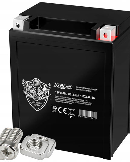 Motociklo akumuliatorius XTREME dešinysis+ 14Ah 12V be priežiūros AGM motoroleriui keturračiui