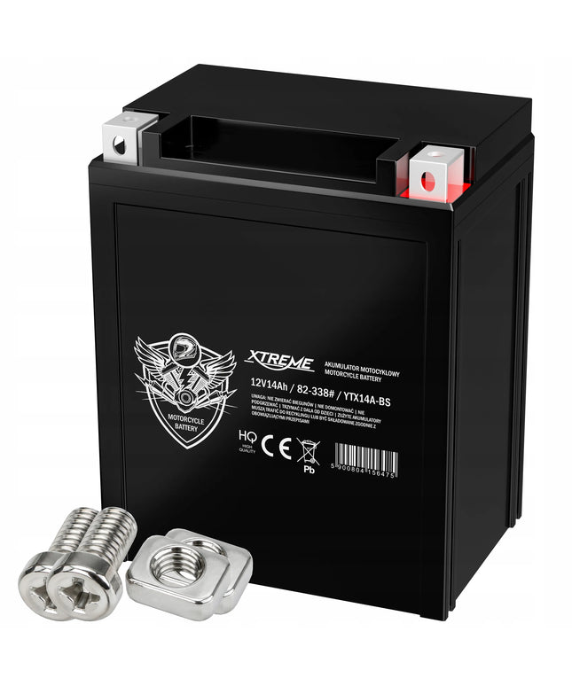Motociklo akumuliatorius XTREME dešinysis+ 14Ah 12V be priežiūros AGM motoroleriui keturračiui