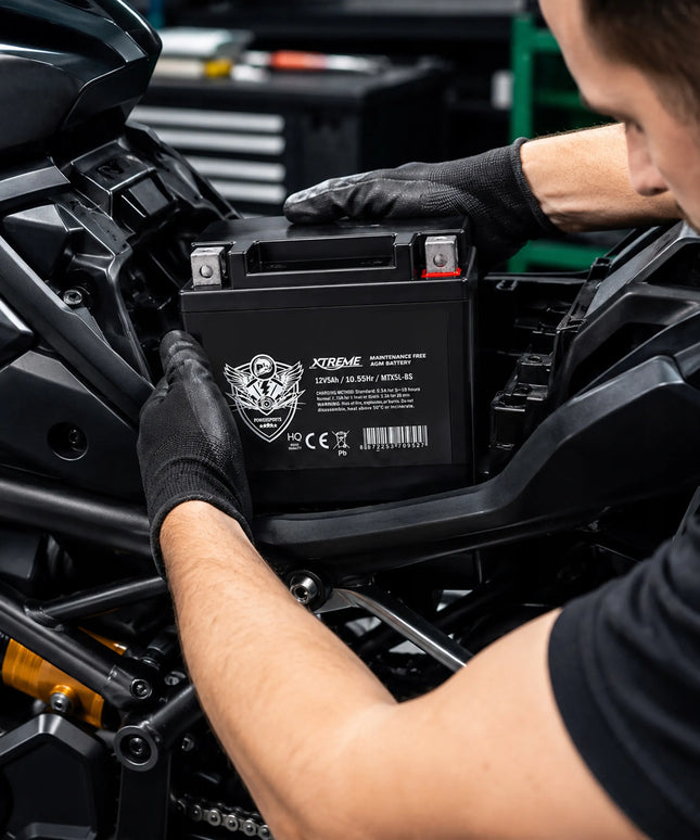 Motociklo akumuliatorius XTREME dešinysis+ 5Ah 12V be priežiūros AGM motoroleriui keturračiui