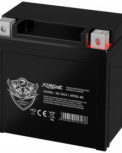 Motociklo akumuliatorius XTREME dešinysis+ 5Ah 12V be priežiūros AGM motoroleriui keturračiui