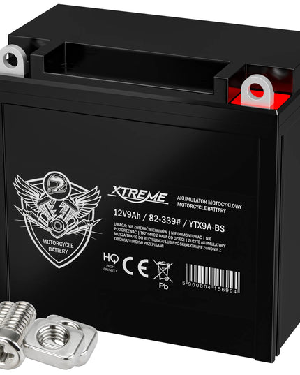 Motociklo akumuliatorius XTREME dešininis+ 9Ah 12V neaptarnaujamas AGM motoroleriui keturračiui