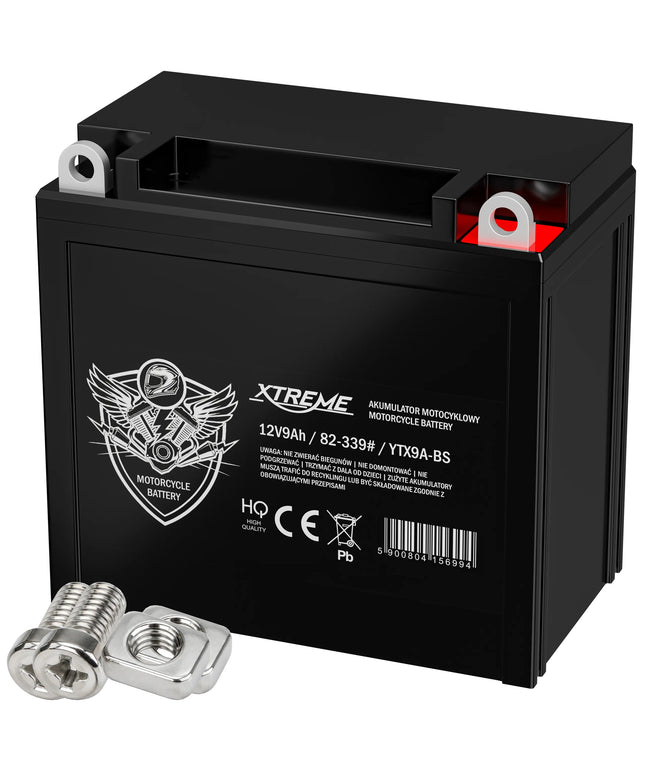 Motociklo akumuliatorius XTREME dešininis+ 9Ah 12V neaptarnaujamas AGM motoroleriui keturračiui