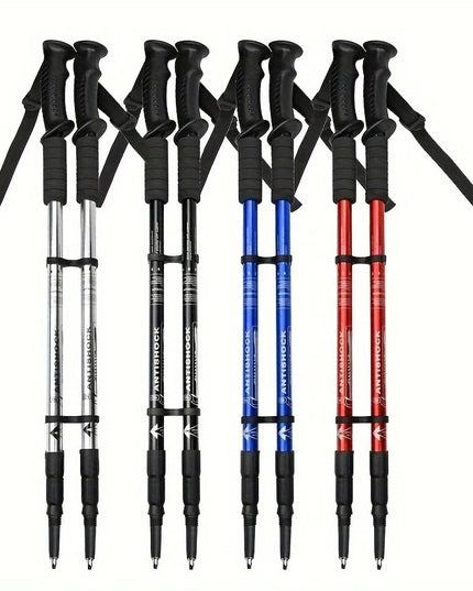 Raudonos Žygio Lazdos 2 vnt – Reguliuojamos, Smūgius Sugeriančios, Lengvas Aliuminis