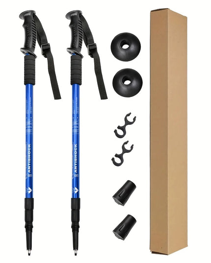 Tamsiai Mėlynos Žygio Lazdos 2 vnt – Reguliuojamos, Lengvos, Smūgius Sugeriančios