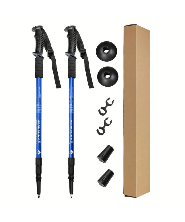 Tamsiai Mėlynos Žygio Lazdos 2 vnt – Reguliuojamos, Lengvos, Smūgius Sugeriančios