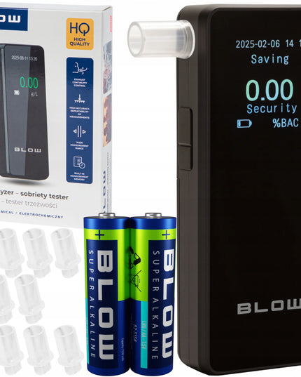 Profesionalus elektrocheminis alkoholio matuoklis BLOW + 10 antgalių