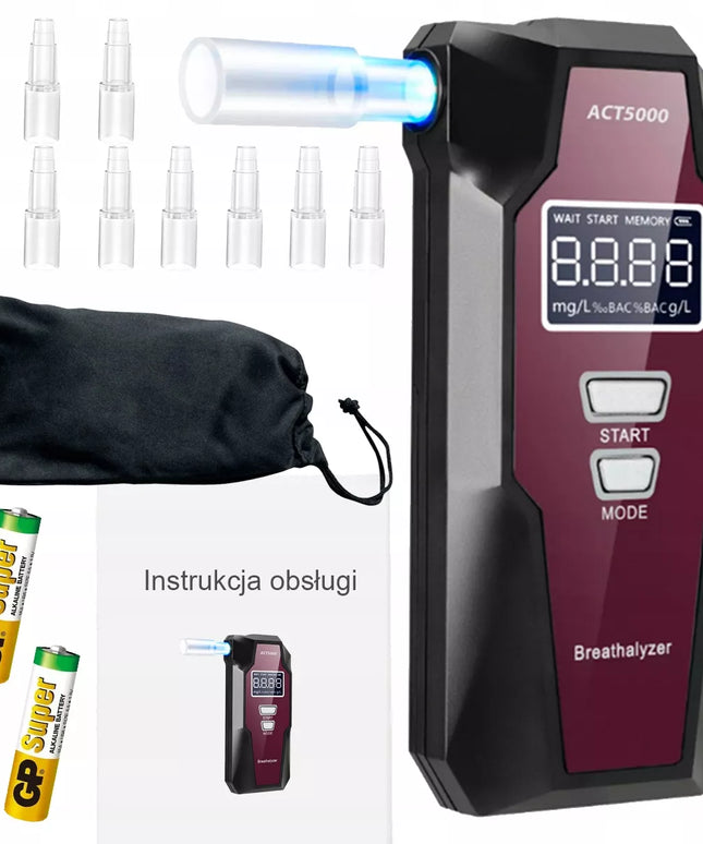 DIAWAY elektrocheminis alkotesteris + kandikliai, profesionalus, tikslus, kalibruojamas