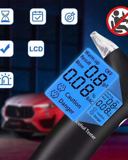 Profesionalus elektroninis LCD alkotesteris su 12 kandiklių, modelis A569A6