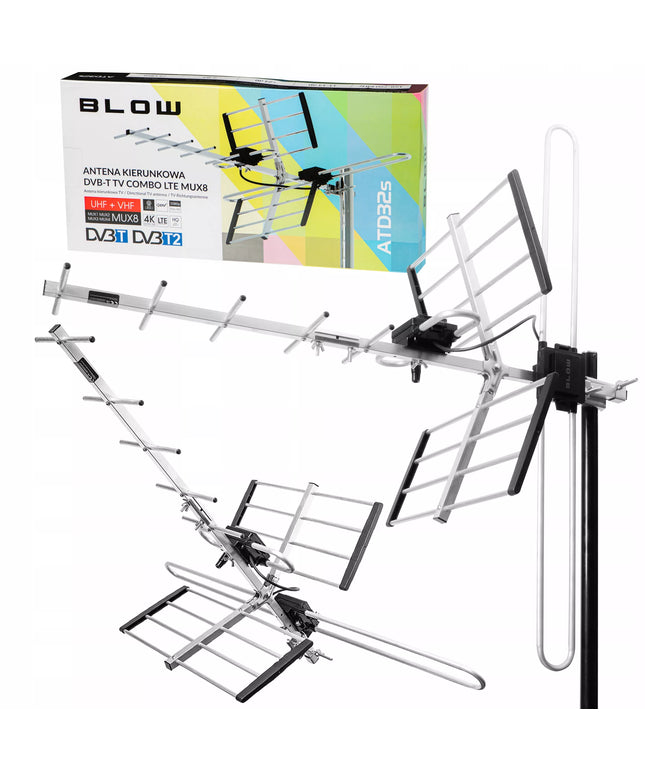 Lauko kryptinė antžeminės TV antena COMBO MUX8 DVB-T2 4K ULTRA HD LTE