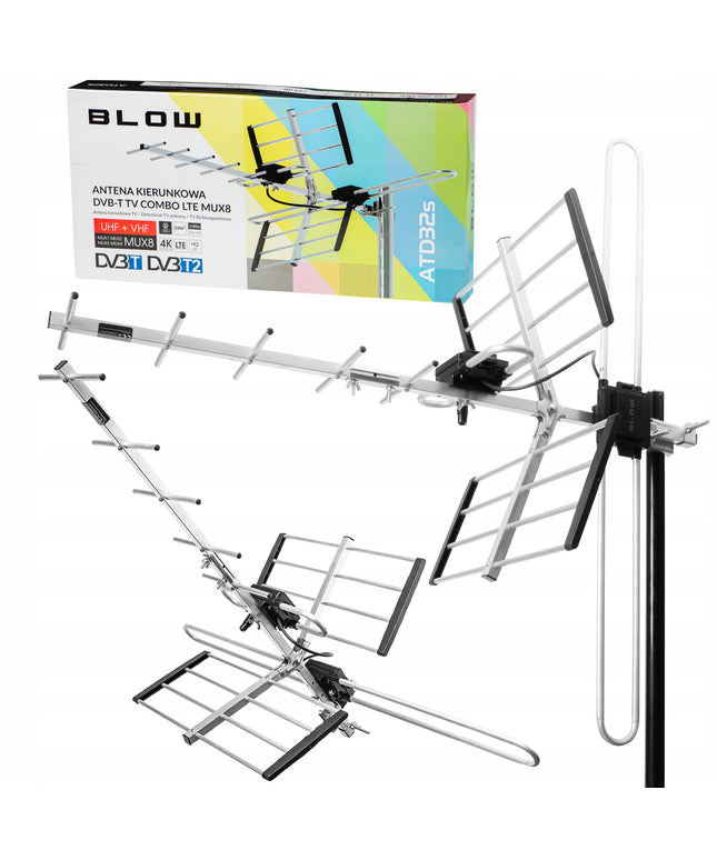 Lauko kryptinė antžeminės TV antena COMBO MUX8 DVB-T2 4K ULTRA HD LTE