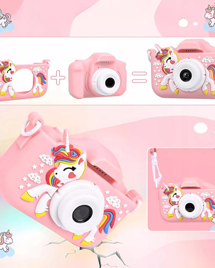 Skaitmeninis fotoaparatas vaikams, 40 MP, žaislinė kamera, žaidimai + 32 GB kortelė