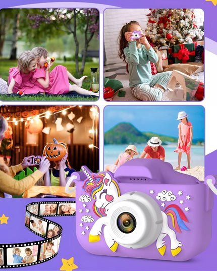 Skaitmeninis fotoaparatas vaikams, 40 MP, žaislinė kamera, žaidimai + 32 GB kortelė