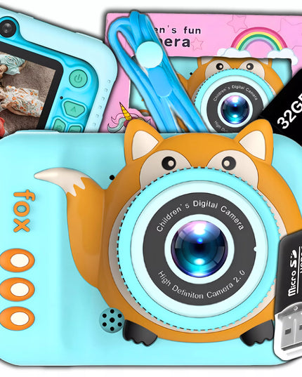 Skaitmeninis fotoaparatas vaikams, 40 MP, žaislinė kamera, žaidimai + 32 GB kortelė