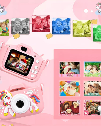 Skaitmeninis fotoaparatas vaikams, 40 MP, žaislinė kamera, žaidimai + 32 GB kortelė