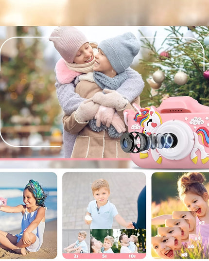 Skaitmeninis fotoaparatas vaikams, 40 MP, žaislinė kamera, žaidimai + 32 GB kortelė