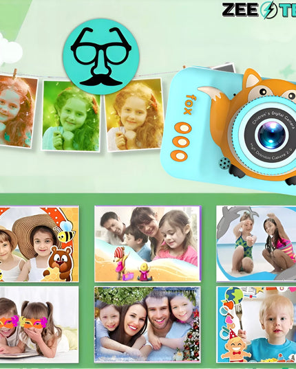 Skaitmeninis fotoaparatas vaikams, 40 MP, žaislinė kamera, žaidimai + 32 GB kortelė