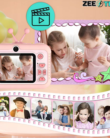 Skaitmeninis fotoaparatas vaikams, 40 MP, žaislinė kamera, žaidimai + 32 GB kortelė