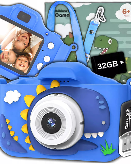 Skaitmeninis fotoaparatas vaikams, 40 MP, žaislinė kamera, žaidimai + 32 GB kortelė