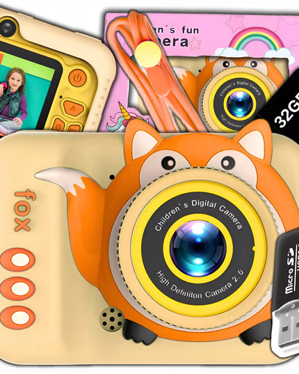 Skaitmeninis fotoaparatas vaikams, 40 MP, žaislinė kamera, žaidimai + 32 GB kortelė