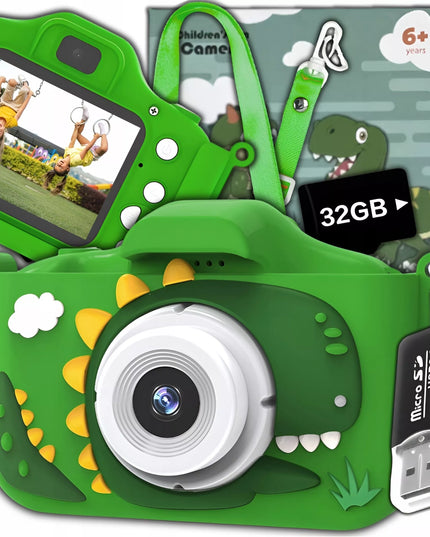 Skaitmeninis fotoaparatas vaikams, 40 MP, žaislinė kamera, žaidimai + 32 GB kortelė