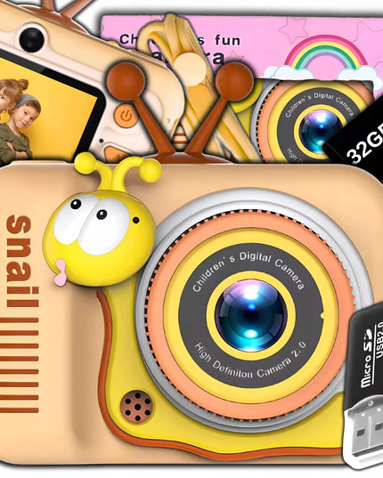 Skaitmeninis fotoaparatas vaikams, 40 MP, žaislinė kamera, žaidimai + 32 GB kortelė