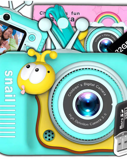Skaitmeninis fotoaparatas vaikams, 40 MP, žaislinė kamera, žaidimai + 32 GB kortelė