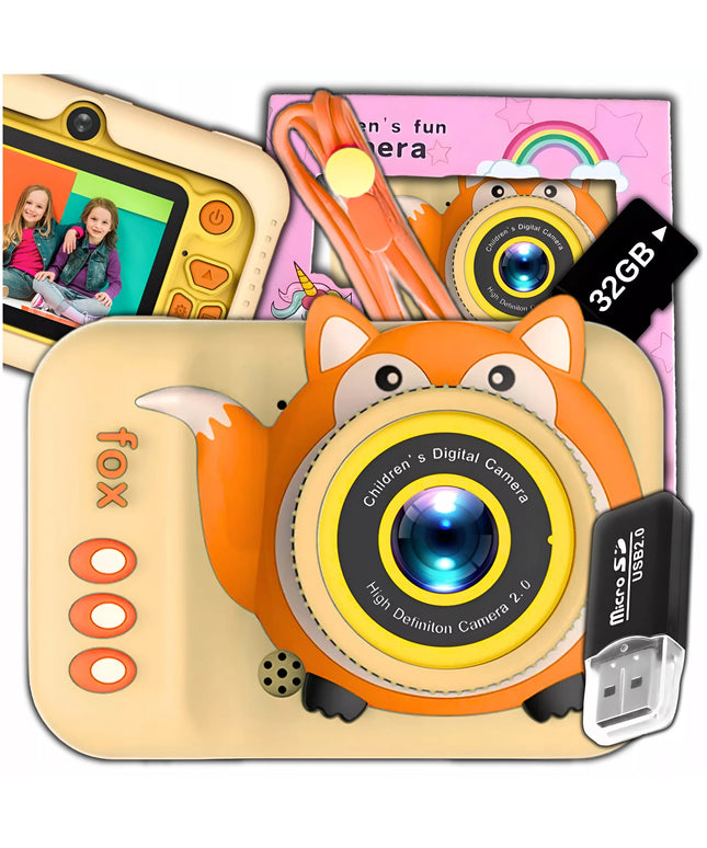 Skaitmeninis fotoaparatas vaikams ZeeTech 40 Mpx, lapės dizainas, su 32 GB atminties kortele
