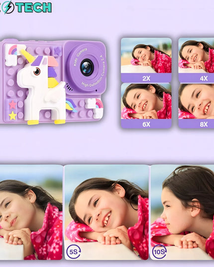 Skaitmeninis fotoaparatas vaikams, 40MP, asmenukių kamera, žaidimai + 32GB kortelė
