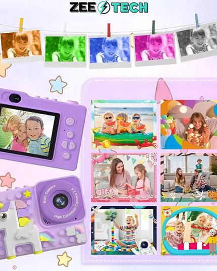Skaitmeninis fotoaparatas vaikams, 40MP, asmenukių kamera, žaidimai + 32GB kortelė