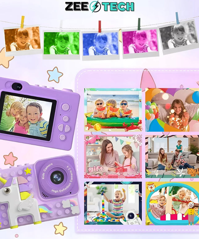 Skaitmeninis fotoaparatas vaikams, 40MP, asmenukių kamera, žaidimai + 32GB kortelė