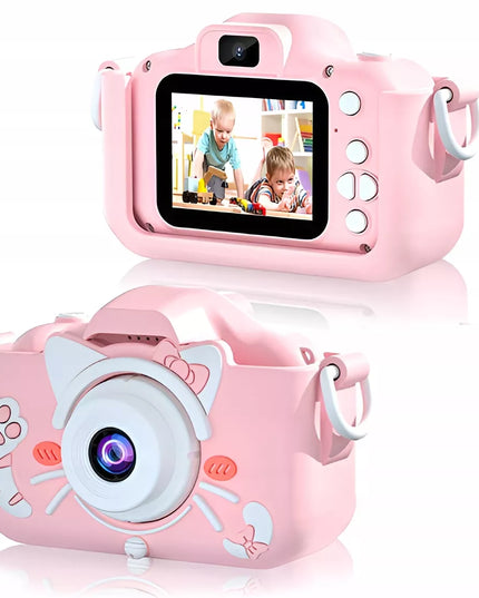 Skaitmeninis fotoaparatas vaikams, 40 MP, žaislinė kamera, žaidimai + 32 GB kortelė