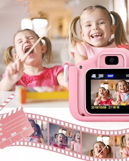 Skaitmeninis fotoaparatas vaikams, 40 MP, žaislinė kamera, žaidimai + 32 GB kortelė
