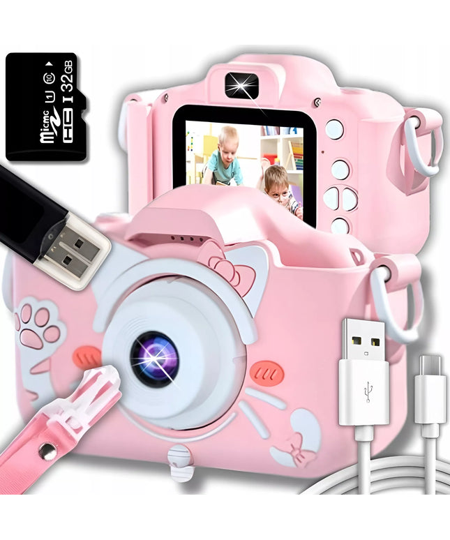 Skaitmeninis fotoaparatas vaikams ZeeTech Kotek 40 Mpx su žaidimais ir 32GB kortele