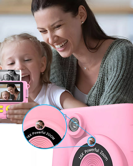 Skaitmeninis momentinis fotoaparatas vaikams su spausdintuvu + 32GB kortelė + 14 ritinėlių