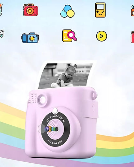 Skaitmeninis momentinis fotoaparatas vaikams su spausdintuvu + 32GB kortelė + 14 ritinėlių