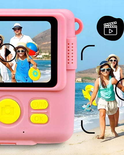 Skaitmeninis momentinis fotoaparatas vaikams su spausdintuvu + 32GB kortelė + 14 ritinėlių