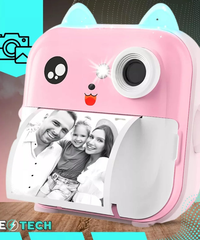 VAIKAMS TŪLINIS FOTOAPARATAS DRUKUŚ SPAUSDINTUVAS SU 32GB KORTELĖ + 3 RITINĖLIAI