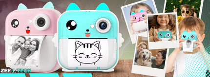 VAIKAMS TŪLINIS FOTOAPARATAS DRUKUŚ SPAUSDINTUVAS SU 32GB KORTELĖ + 3 RITINĖLIAI