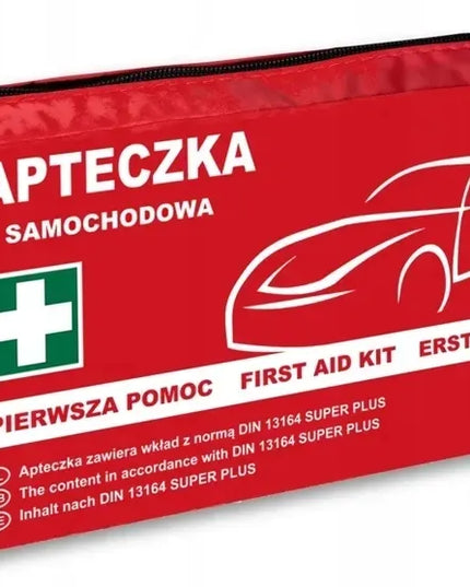 Automobilinė vaistinėlė DIN 13164 su burnos gaivinimo antgaliu