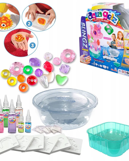 „Aqua Gelz“ didelis kūrybinis rinkinys: 6 spalvų geliai, kristalai ir 3D figūrėlės