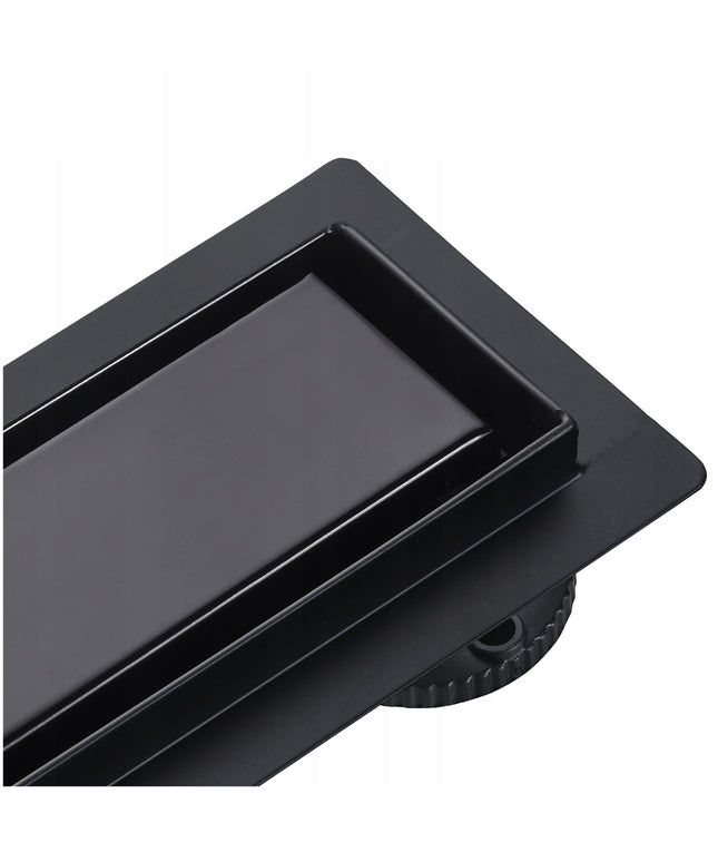 AQUAUNO 2in1 LINIJINIS NUOTEKŲ KANALAS 60 cm ŽEMAS SIFONAS 52mm JUODAS