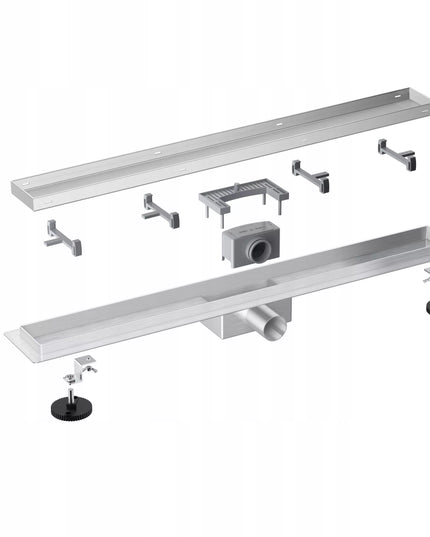 AQUAUNO 2 viename Linijinis nuotekų latakas 80 cm Žemas sifonas 52 mm Didelis pralaidumas