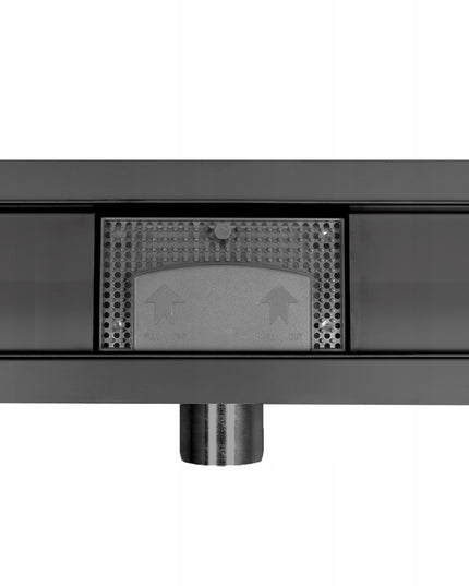 AQUAUNO 2in1 linijinis latakas 90 cm žemas sifonas 52mm juodas