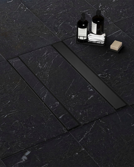 AQUAUNO 2in1 linijinis latakas 90 cm žemas sifonas 52mm juodas