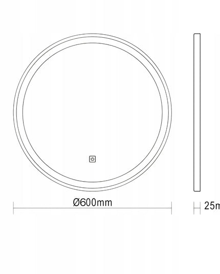AQUAUNO Apvalus LED veidrodis su apšvietimu 60 cm, spalvos keitimas