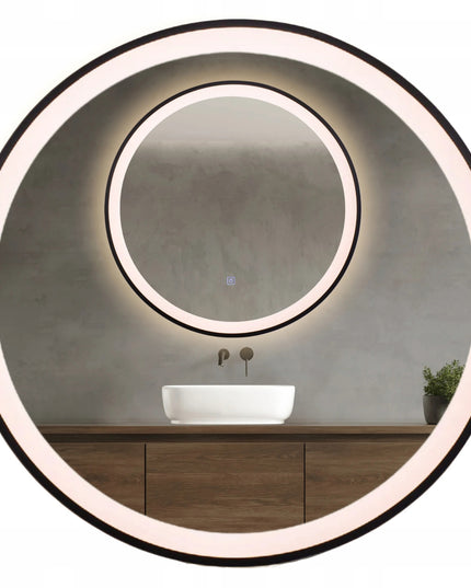 AQUAUNO Apvalus LED veidrodis su apšvietimu 60 cm, spalvos keitimas